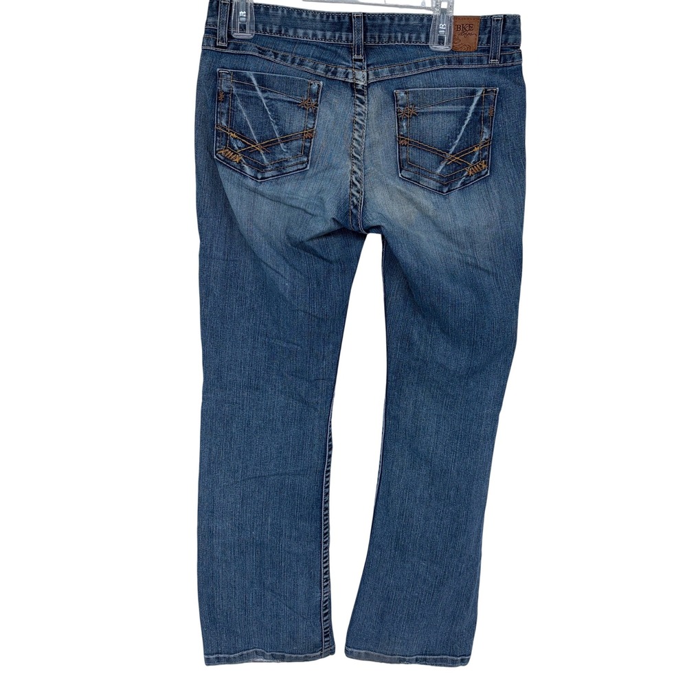 BKE Denim Stretch Kate Blue Jeans 32x33.5 Women's Embroidered Boot Cut BK15101L‎